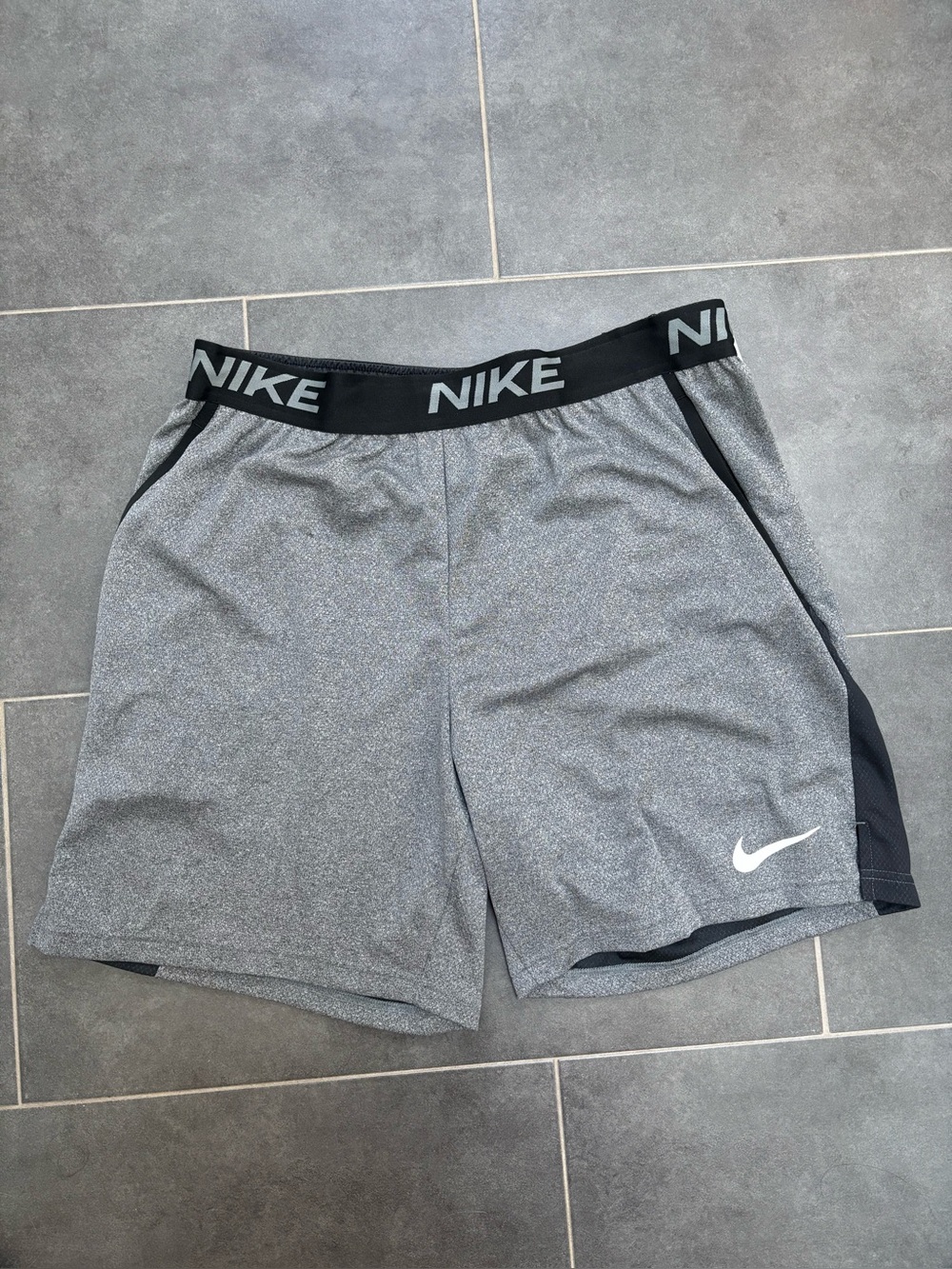 Nike Men’s Gray Athletic Shorts with Black Waistband